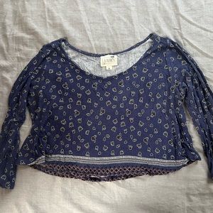 LA Hearts cropped long sleeve floral top